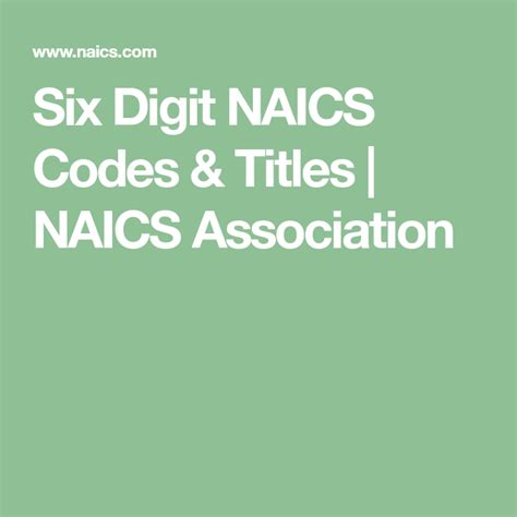 Six Digit NAICS Codes & Titles 